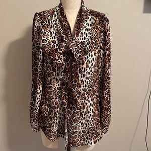 White House Black Market leopard blouse